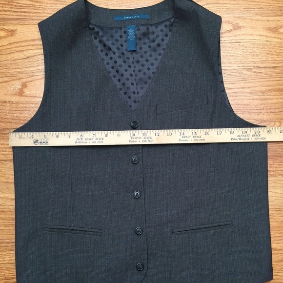 Perry Ellis Houndstooth Grey Suit Vest Large L - Picture 3 of 7